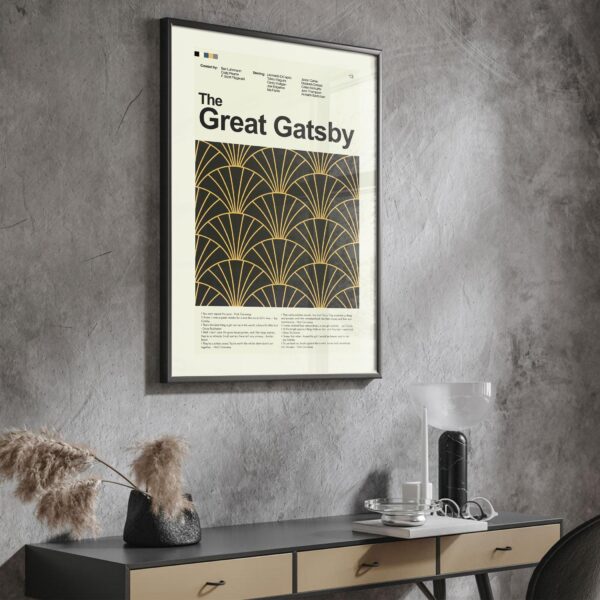 Mid-century modern style Great Gatsby movie poster with vintage design