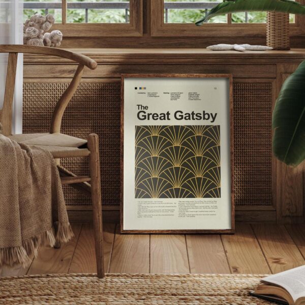 Mid-century modern style Great Gatsby movie poster with vintage design