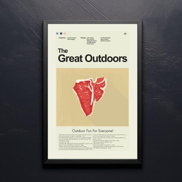 Mid-century modern vintage movie poster of The Great Outdoors