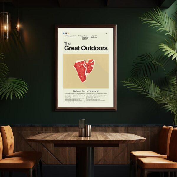 Mid-century modern vintage movie poster of The Great Outdoors