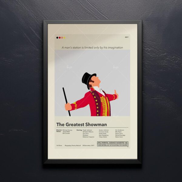 Mid-century modern style poster of The Greatest Showman movie