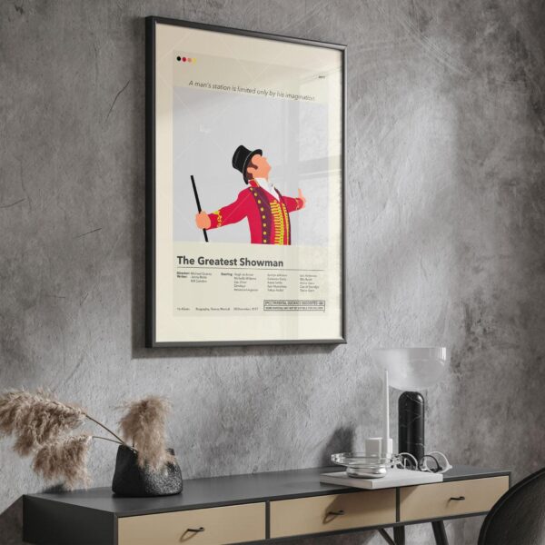 Mid-century modern style poster of The Greatest Showman movie