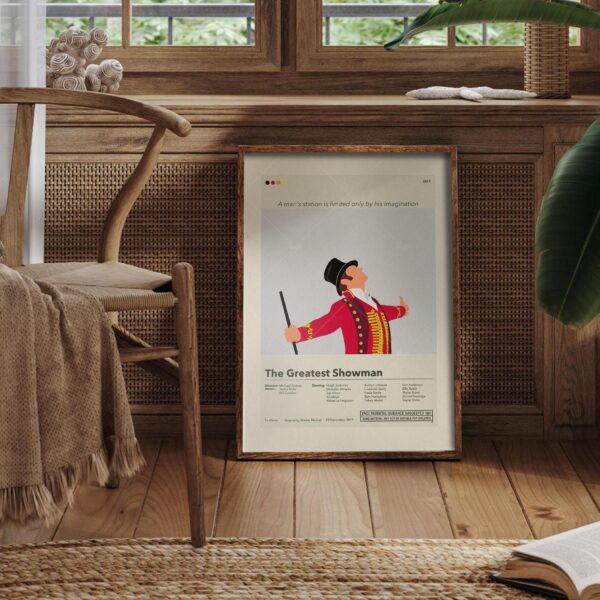 Mid-century modern style poster of The Greatest Showman movie