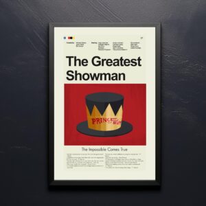 Vintage mid century modern poster of The Greatest Showman movie