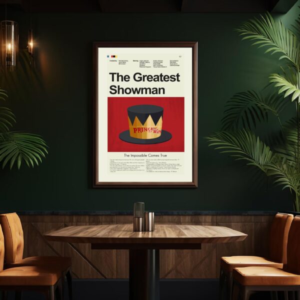 Vintage mid century modern poster of The Greatest Showman movie