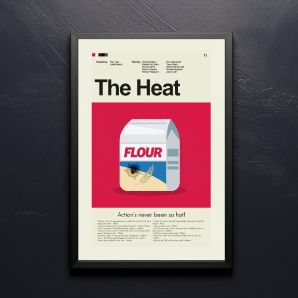 Mid-century modern poster of The Heat movie artwork with vintage style