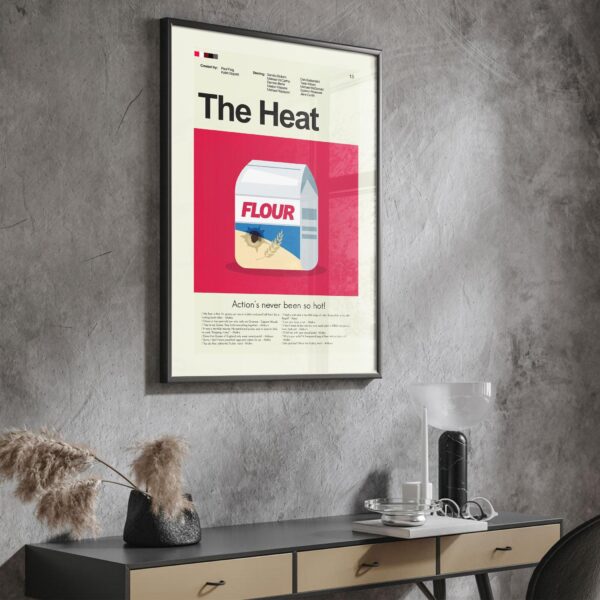 Mid-century modern poster of The Heat movie artwork with vintage style