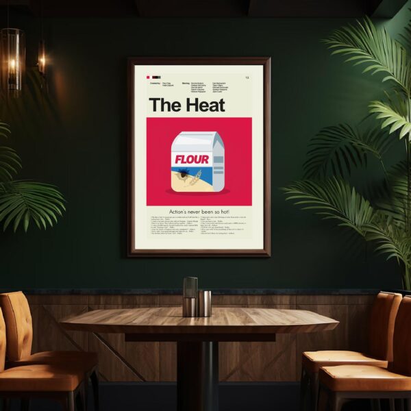 Mid-century modern poster of The Heat movie artwork with vintage style