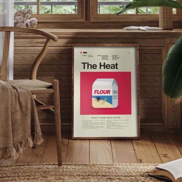 Mid-century modern poster of The Heat movie artwork with vintage style