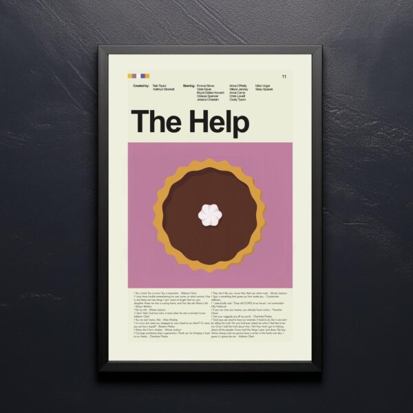 Mid-century modern movie poster for The Help with vintage advertising style