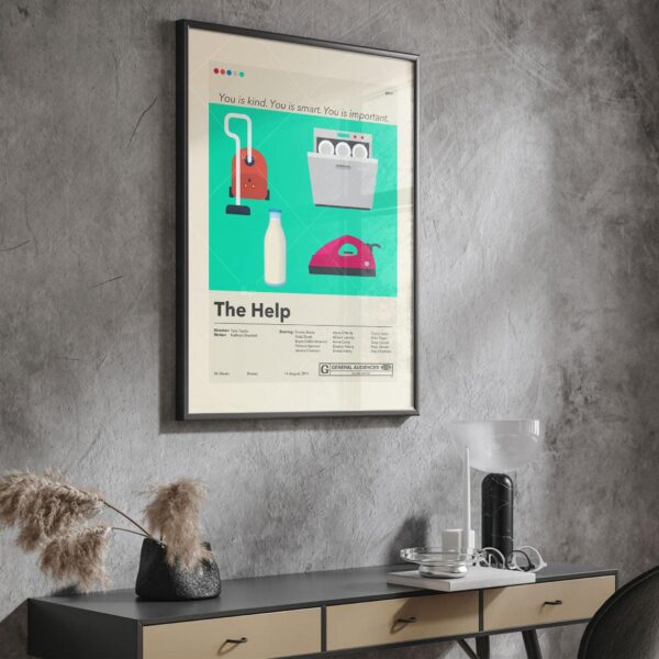 Mid-century modern style poster for The Help movie with vintage advertising design