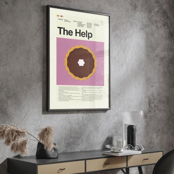 Mid-century modern movie poster for The Help with vintage advertising style
