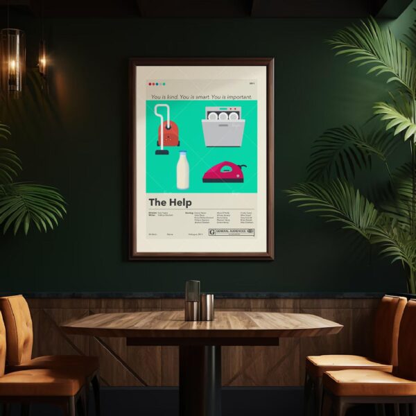 Mid-century modern style poster for The Help movie with vintage advertising design