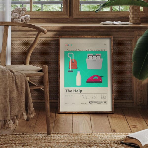 Mid-century modern style poster for The Help movie with vintage advertising design