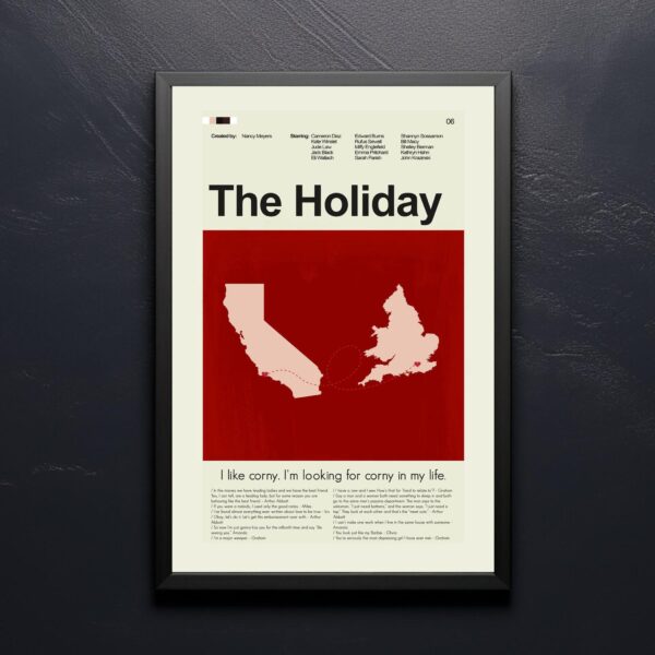 Mid-century modern poster print of The Holiday movie artwork