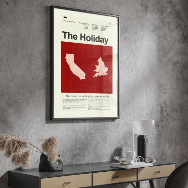 Mid-century modern poster print of The Holiday movie artwork