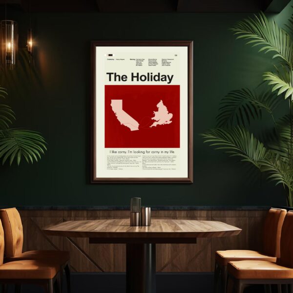 Mid-century modern poster print of The Holiday movie artwork