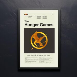 Mid-century modern style poster of The Hunger Games movie artwork