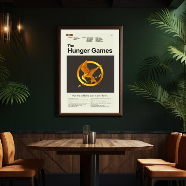 Mid-century modern style poster of The Hunger Games movie artwork