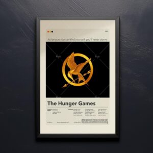 Mid-century modern style The Hunger Games movie poster for wall decor