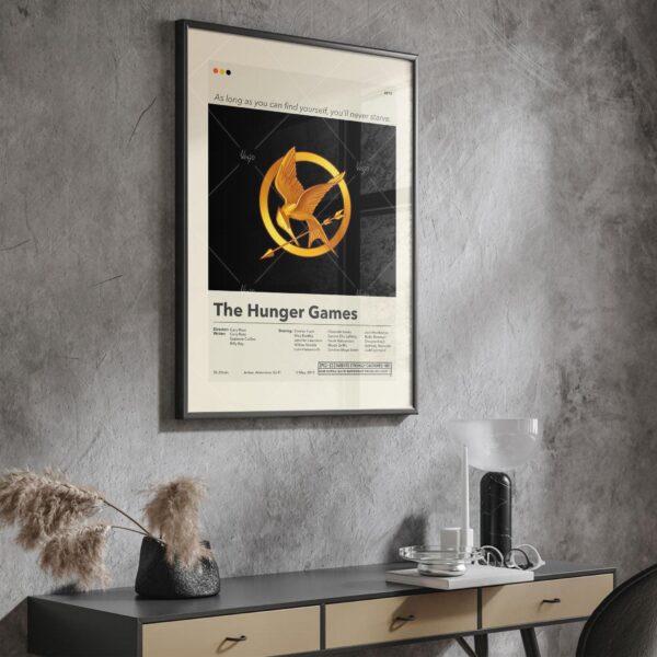 Mid-century modern style The Hunger Games movie poster for wall decor