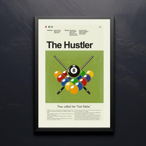 Large mid-century modern poster of The Hustler movie artwork