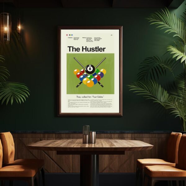Large mid-century modern poster of The Hustler movie artwork