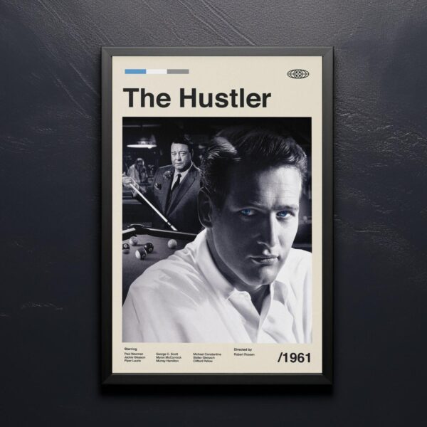 The Hustler Movie Poster - mid-century style retro artwork