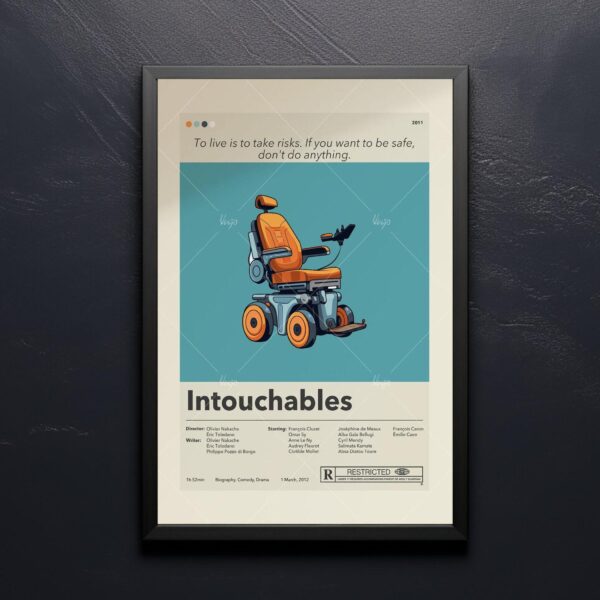 Mid-century modern movie poster of The Intouchables from mid 20th century