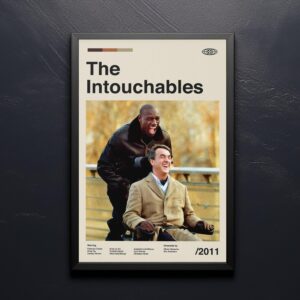 Mid-century modern style The Intouchables movie poster with vintage furniture