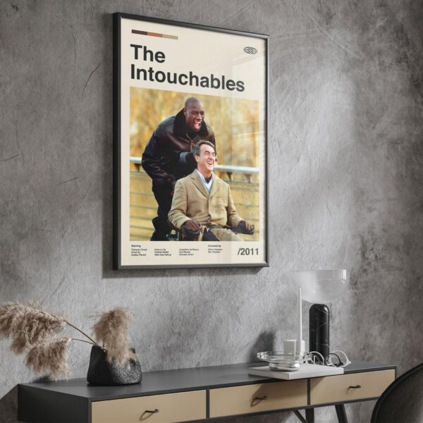 Mid-century modern style The Intouchables movie poster with vintage furniture