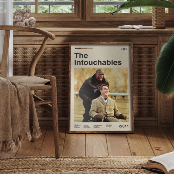 Mid-century modern style The Intouchables movie poster with vintage furniture
