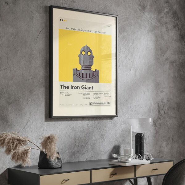 Mid-century modern style poster of The Iron Giant movie artwork