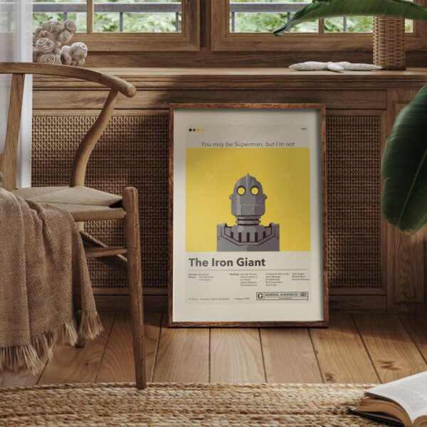 Mid-century modern style poster of The Iron Giant movie artwork