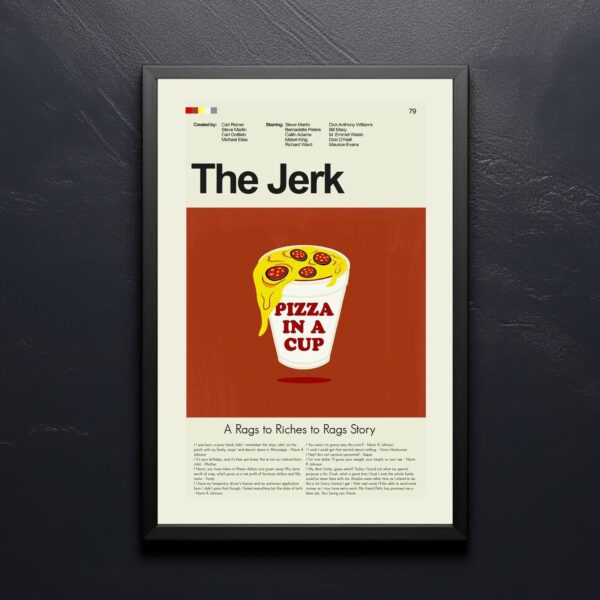 Mid-century modern style poster of The Jerk movie artwork