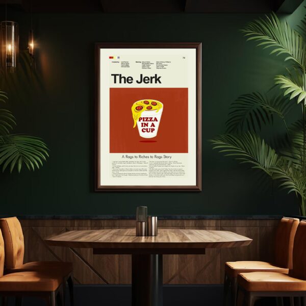Mid-century modern style poster of The Jerk movie artwork