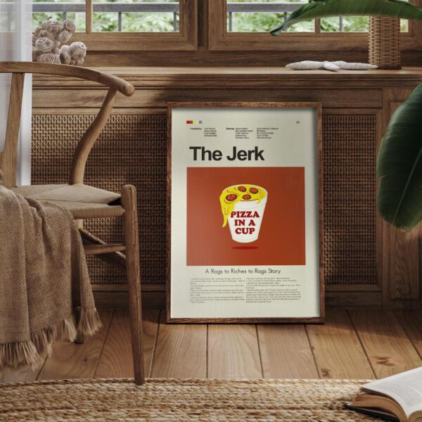 Mid-century modern style poster of The Jerk movie artwork