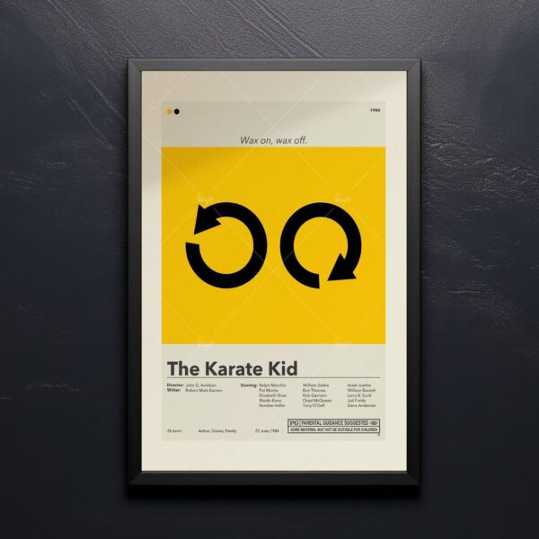 Mid-century modern style Karate Kid movie wall poster