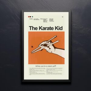 Vintage mid century poster of The Karate Kid movie artwork