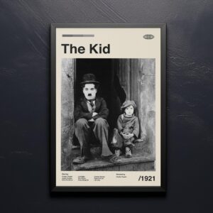 Mid-century modern style poster of The Kid movie artwork