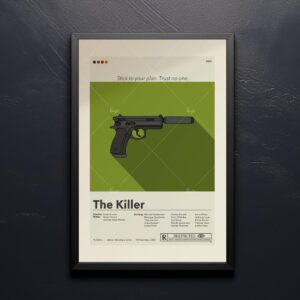 Mid-century modern movie poster for The Killer with retro design elements