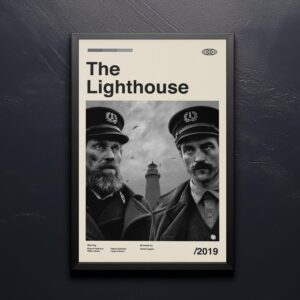 Mid-century modern poster of The Lighthouse movie with abstract design