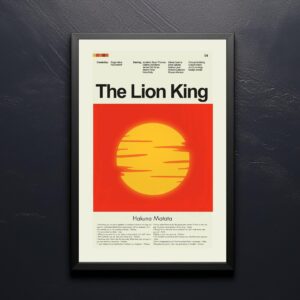 Mid-century modern graphic poster of The Lion King movie design