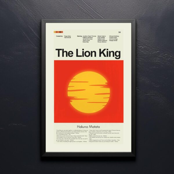 Mid-century modern graphic poster of The Lion King movie design