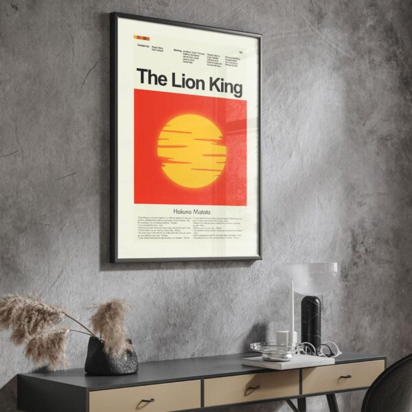 Mid-century modern graphic poster of The Lion King movie design