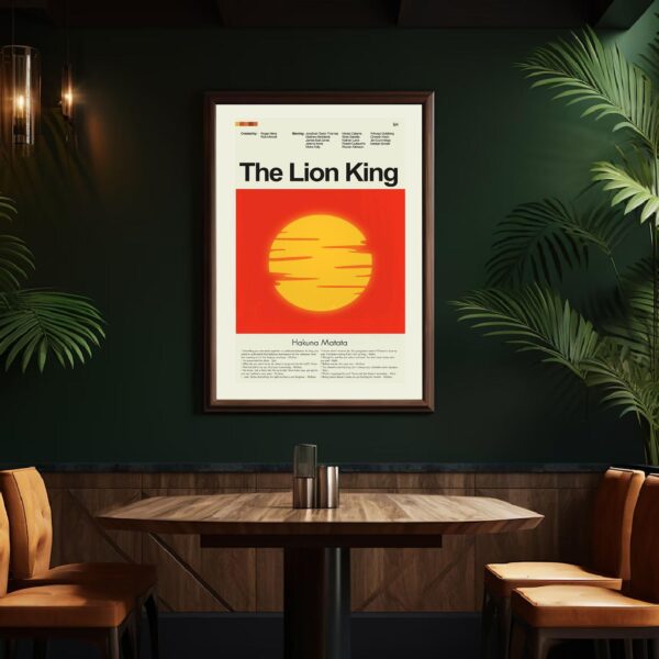 Mid-century modern graphic poster of The Lion King movie design
