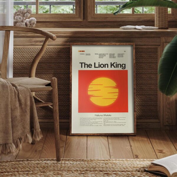 Mid-century modern graphic poster of The Lion King movie design