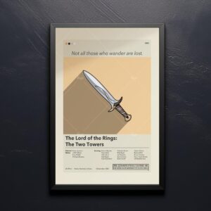 Mid-century modern style Lord of the Rings Two Towers movie poster
