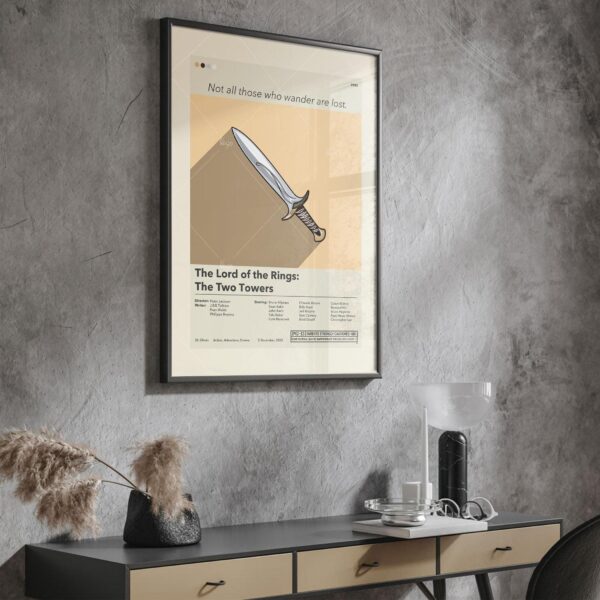 Mid-century modern style Lord of the Rings Two Towers movie poster