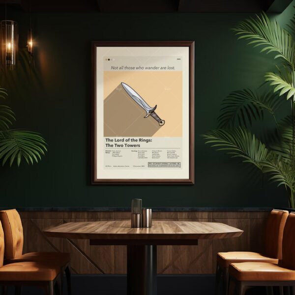 Mid-century modern style Lord of the Rings Two Towers movie poster